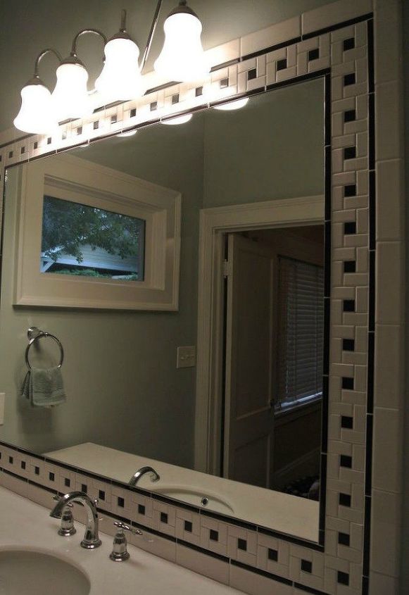 s make your bathroom look amazing with these wall updates, bathroom ideas, Frame a big mirror with a frame
