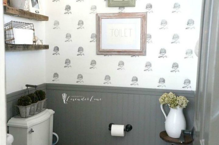 s make your bathroom look amazing with these wall updates, bathroom ideas, Stencil a wall with pretty flowers