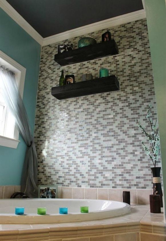 s make your bathroom look amazing with these wall updates, bathroom ideas, Fill one wall with tons of little tiles