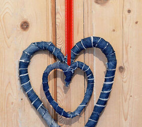 great way to use your old jeans to decorate your home for valentine s, home decor, seasonal holiday decor, valentines day ideas