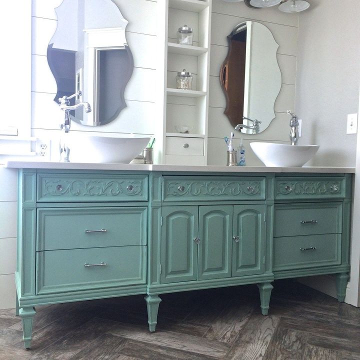 dresser vanity, bathroom ideas, painted furniture