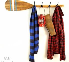 repurposed canoe paddle coat rack