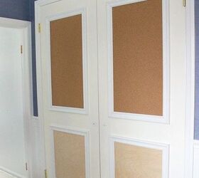 closet door diy makeover with molding and bulletin boards, closet, doors, wall decor, woodworking projects