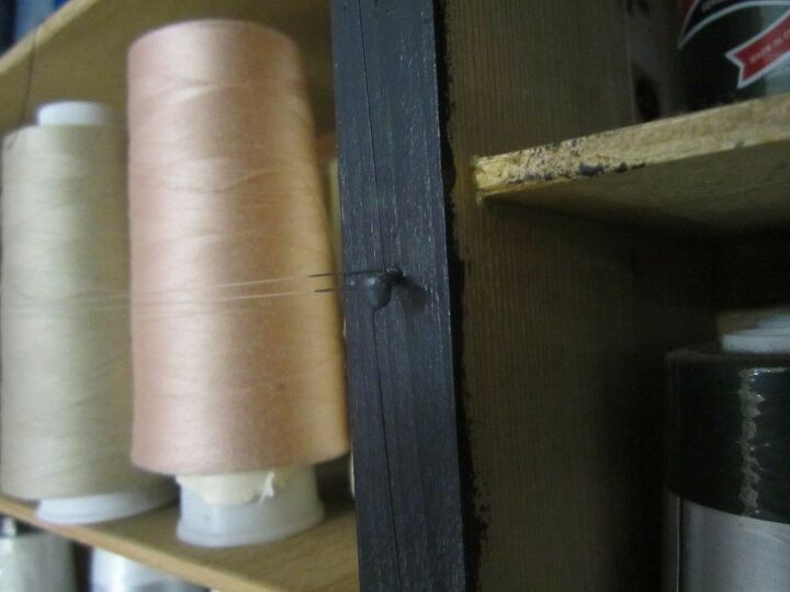 t sewing tip stop your cone threads from falling off the shelf, shelving ideas