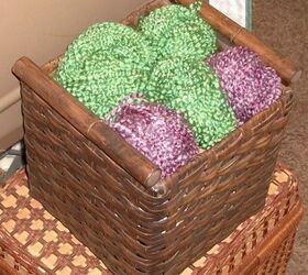 q hiding things in a yarn basket, crafts