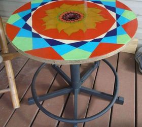 11 gorgeous backyard ideas you need to save for spring, Upcycle a porch table in psychedelic colors