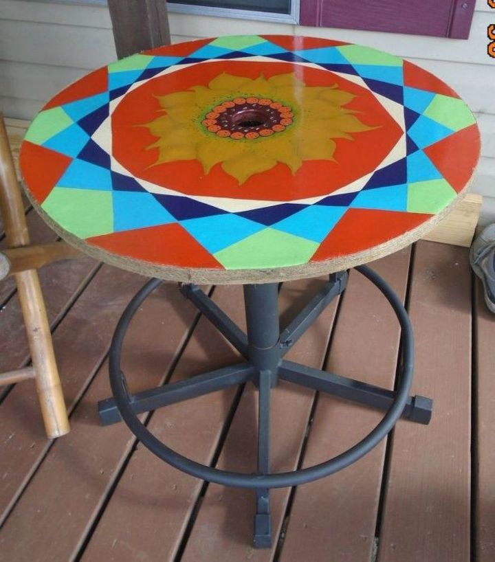 11 gorgeous backyard ideas you need to save for spring, Upcycle a porch table in psychedelic colors