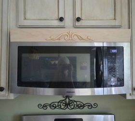 fake a gorgeous built in kitchen with these 13 hacks, Glue an applique to your microwave vent