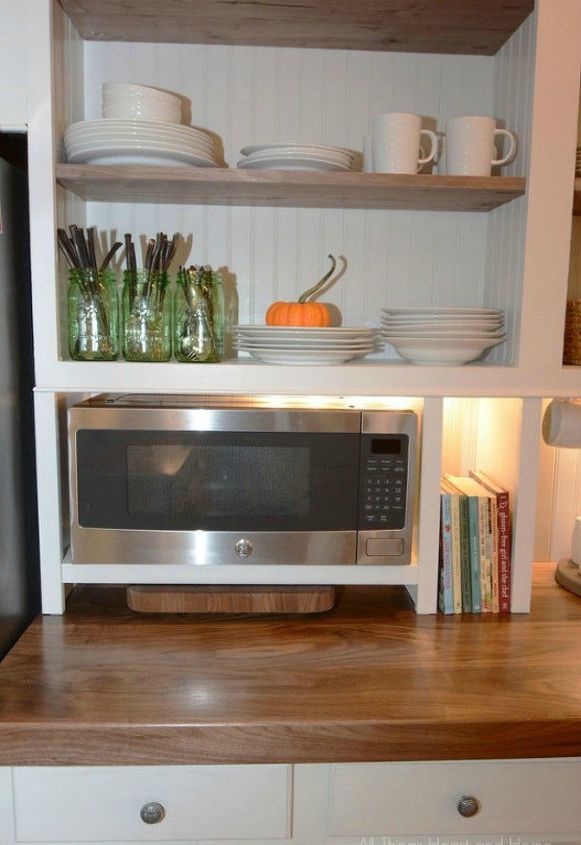 fake a gorgeous built in kitchen with these 13 hacks, Build a microwave cubby