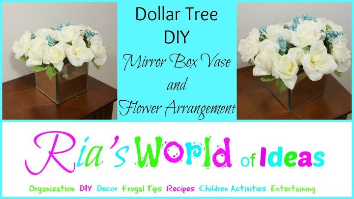 dollar tree diy mirror box vase and flower arrangement, gardening, home decor