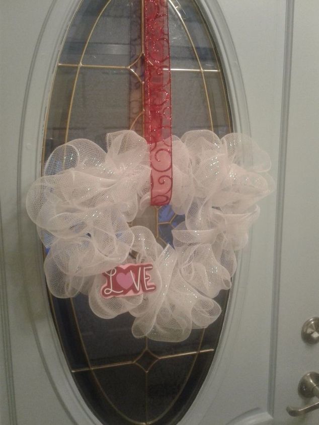 diy valentine s day mesh wreath all from the dollar store, crafts, seasonal holiday decor, valentines day ideas, wreaths