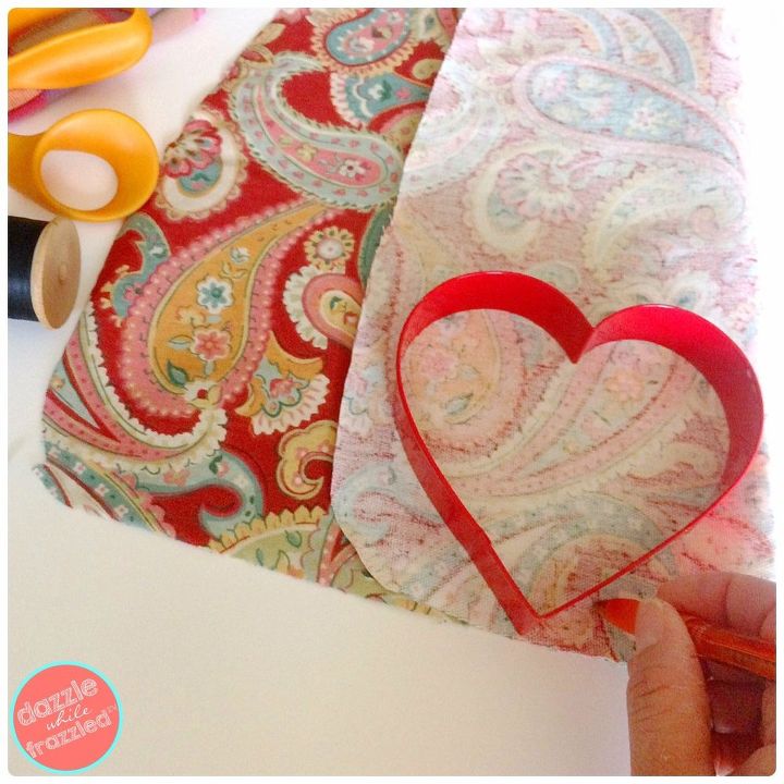 valentine fabric hearts using remnants, seasonal holiday decor, reupholster, valentines day ideas