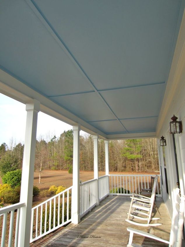 our new haint blue porch ceiling, wall decor