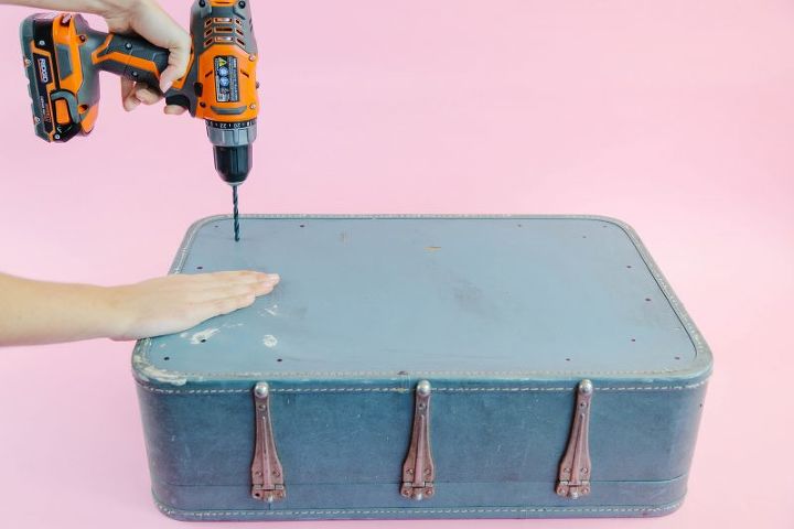 suitcase side table upcycle, painted furniture