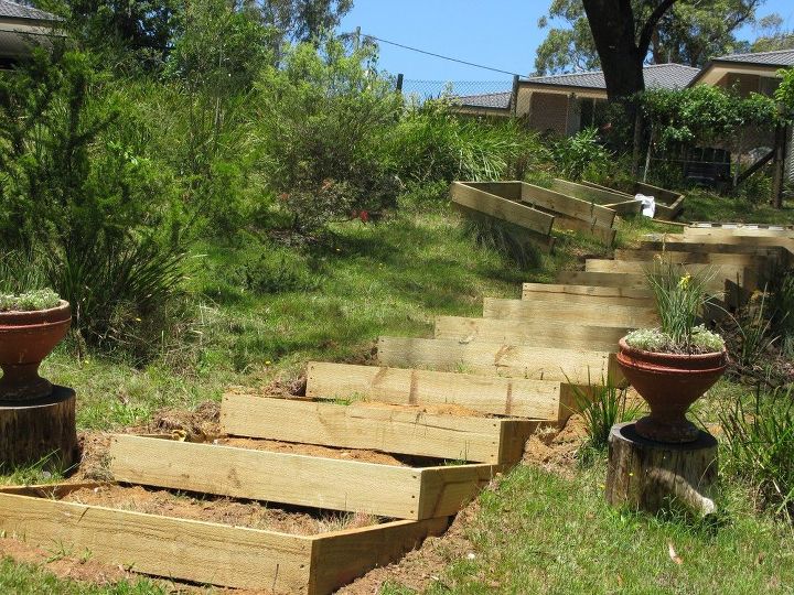 timber garden stairs steps