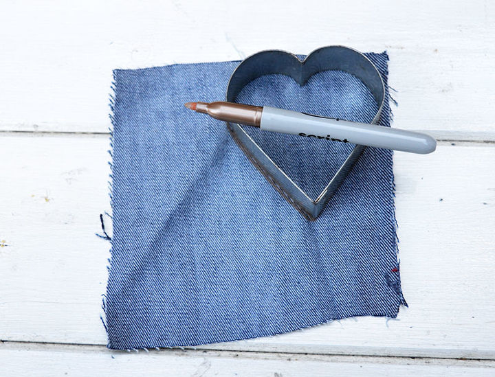 cute padded denim hearts made from your old jeans