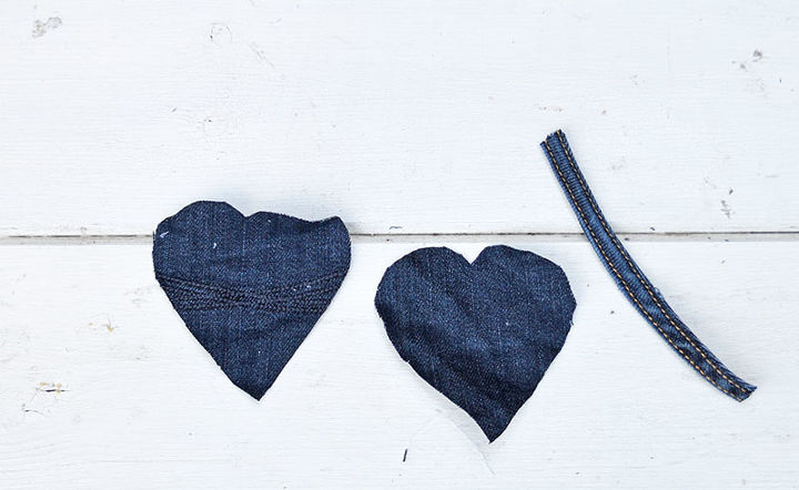 cute padded denim hearts made from your old jeans