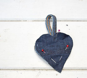 cute padded denim hearts made from your old jeans