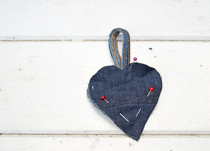 cute padded denim hearts made from your old jeans