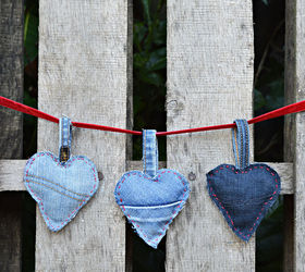 Cute Padded Denim Hearts Made From Your Old Jeans