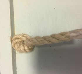 shelf repurposed, shelving ideas, Rope before trimming end