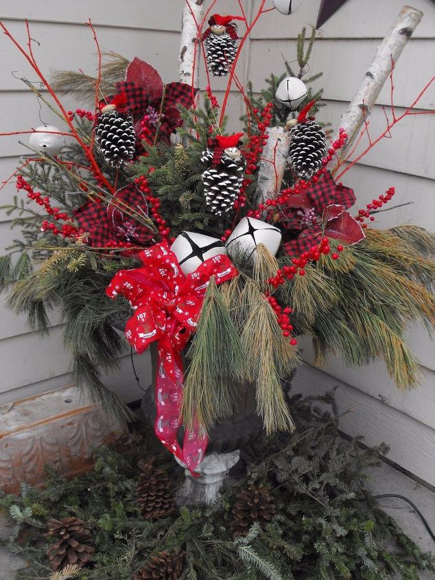 plaid valentines day winter container, seasonal holiday decor, valentines day ideas, Christmas Plaid Winter Container