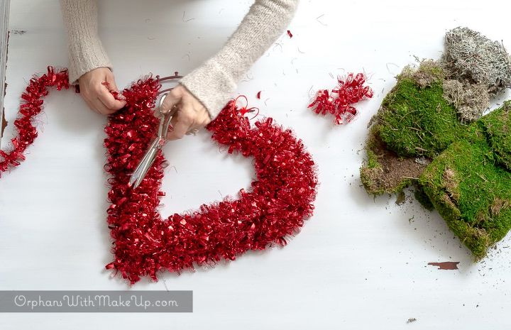 easy valentine heart shaped moss wreath, crafts, seasonal holiday decor, valentines day ideas, wreaths