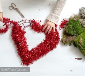 easy valentine heart shaped moss wreath, crafts, seasonal holiday decor, valentines day ideas, wreaths