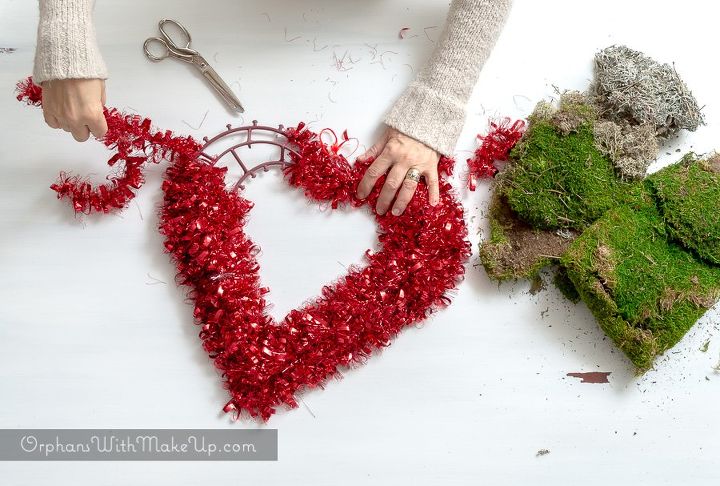 easy valentine heart shaped moss wreath hometalk
