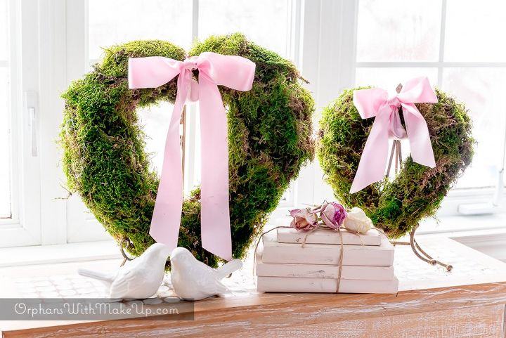 easy valentine heart shaped moss wreath, crafts, seasonal holiday decor, valentines day ideas, wreaths