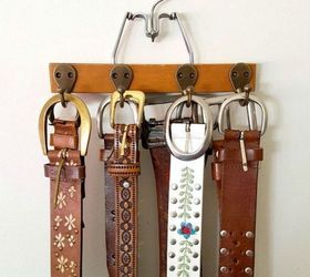 s why you should use hanging storage from now on 13 ways, storage ideas, Add hooks to a skirt hanger to store belts