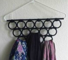 s why you should use hanging storage from now on 13 ways, storage ideas, Glue shower curtain rings to a hanger