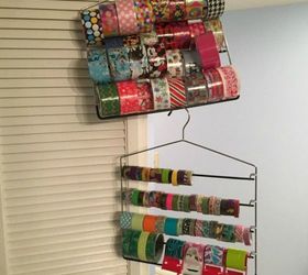 s why you should use hanging storage from now on 13 ways, storage ideas, Place your rolls of tape on a pants hanger