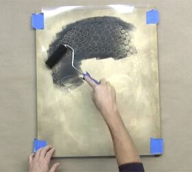 learn how to upcycle an old canvas with a stencil, how to