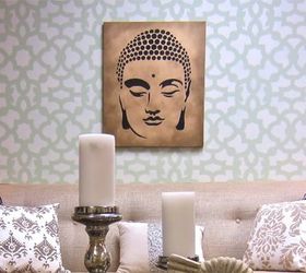 learn how to upcycle an old canvas with a stencil, how to