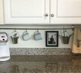 s organize your kitchen with these 16 simple and cheap storage ideas, kitchen design, organizing, storage ideas, Keep clutter off your counter with a rod