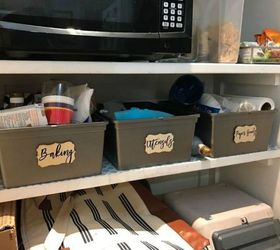 s organize your kitchen with these 16 simple and cheap storage ideas, kitchen design, organizing, storage ideas, Grab plastic bins for easy pantry storage