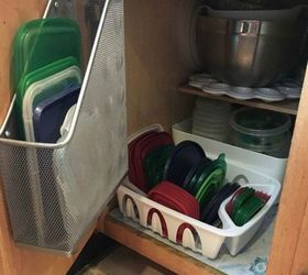 s organize your kitchen with these 16 simple and cheap storage ideas, kitchen design, organizing, storage ideas, Use a dish rack to organize your tupperware