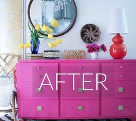 s stop everything these dresser makeovers look ah mazing, painted furniture, After A hot pink bright and stunning dresser