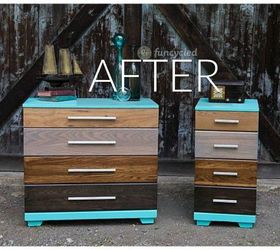 s stop everything these dresser makeovers look ah mazing, painted furniture, After A colorful ombre stained dresser set