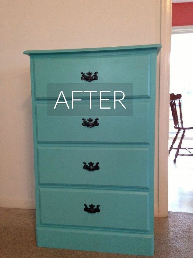 s stop everything these dresser makeovers look ah mazing, painted furniture, After A bright turquoise dresser