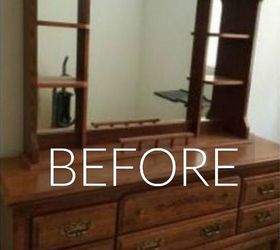 s stop everything these dresser makeovers look ah mazing, painted furniture, Before A dated bedroom dresser and mirror