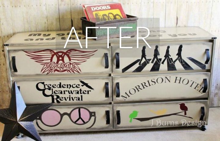 s stop everything these dresser makeovers look ah mazing, painted furniture, After An homage to classic rock