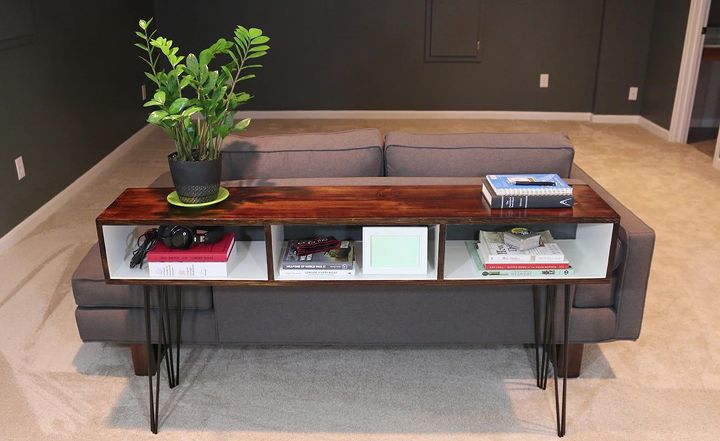 build a mid century modern sofa table, painted furniture