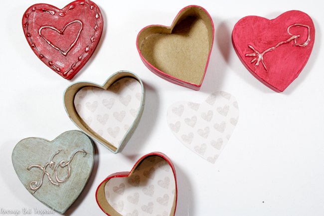 cajas de corazn de papel mach de inspiracin vintage