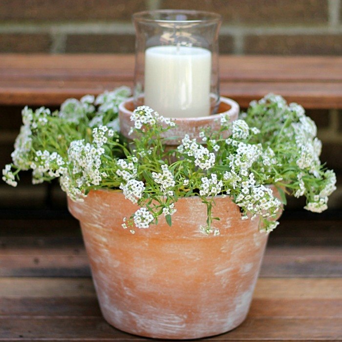 flower pot centerpiece, container gardening, crafts, gardening