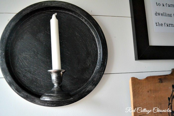 a christmas tray candle stick becomes farmhouse wall sconce