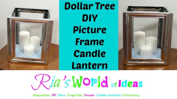 dollar tree diy picture frame candle lantern, outdoor living