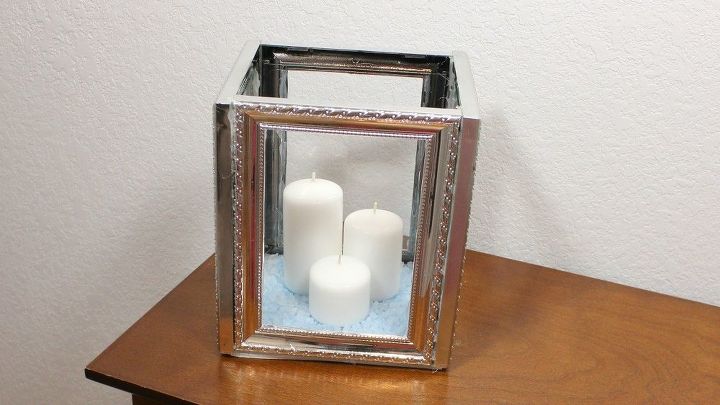 dollar tree diy picture frame candle lantern, outdoor living