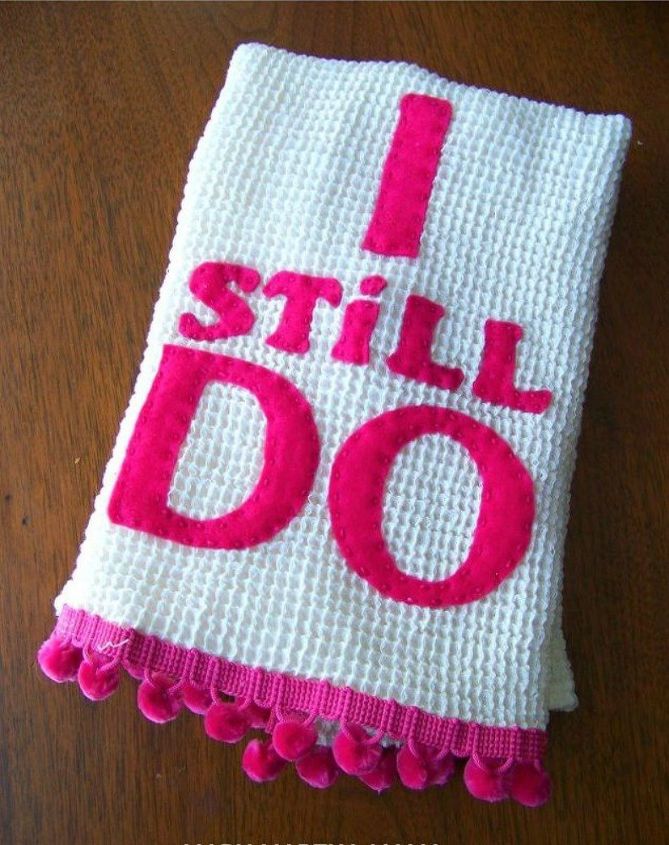 s 20 heartfelt valentine s day gifts for under 20, seasonal holiday decor, valentines day ideas, Decorate a dish towel with a message
